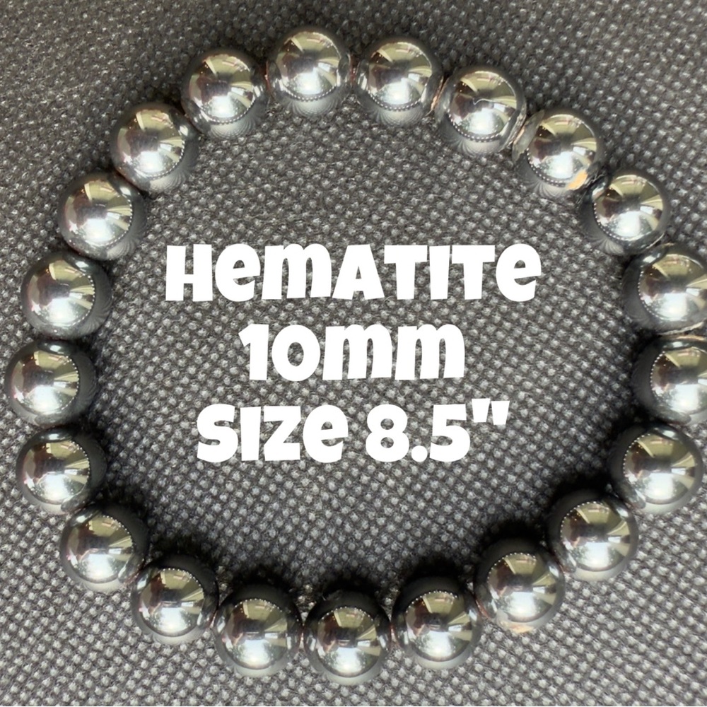 Authentic Hematite 10mm Beaded Stretchy Bracelet by Bombshell Beads‎